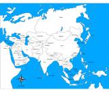 Asie - kontrolní mapa s označením států - NOVÁ