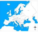 Evropa - kontrolní mapa s označením států NOVÁ
