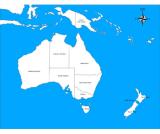 Austrálie - kontrolní mapa s označením států NOVÁ